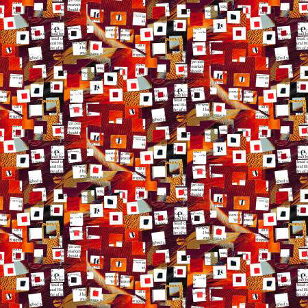 Blank Spread The Word Red Newspaper Snippets on Abstract Shapes - Stitch - Durango, Colorado Quilt & Sewing Shop