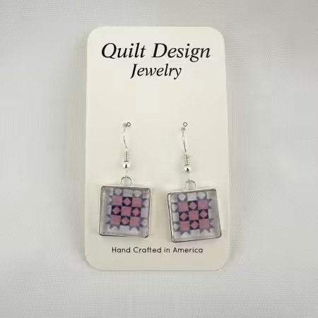 Quilt Earrings Patience Purple/Pink - Stitch - Durango, Colorado Quilt & Sewing Shop