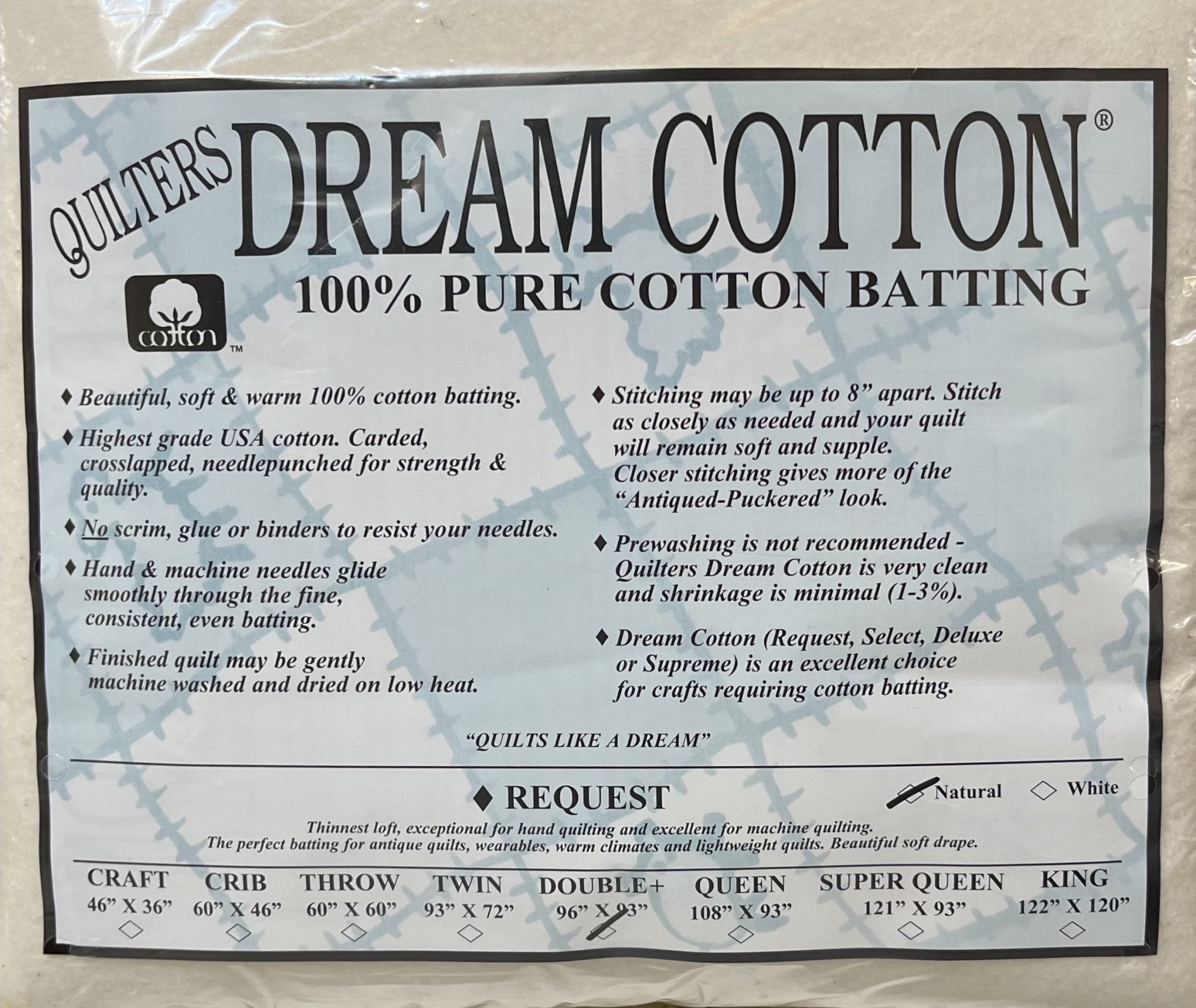 Quilters Dream Nat Double Request - Stitch - Durango, Colorado Quilt & Sewing Shop