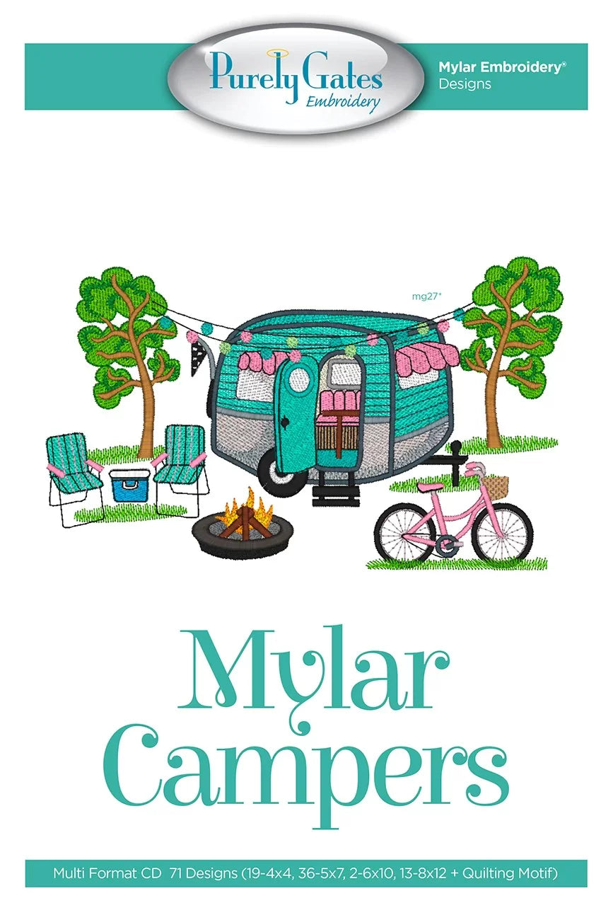 Mylar Campers Machine Embroidery Design - Stitch - Durango, Colorado Quilt & Sewing Shop