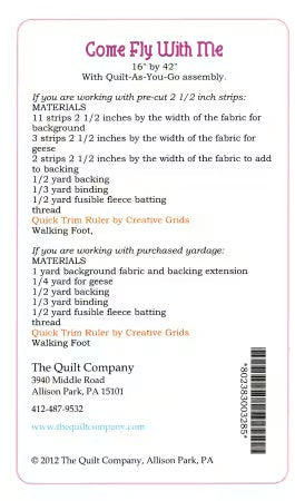 Come Fly With Me Pattern - Stitch - Durango, Colorado Quilt & Sewing Shop