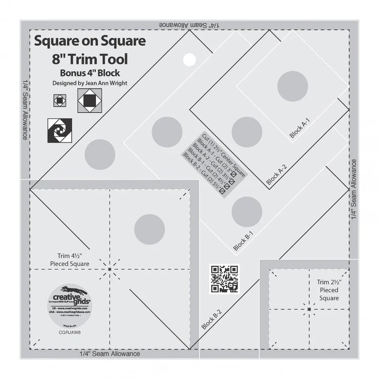 CG Square on Square 8" Trim Tool - Stitch - Durango, Colorado Quilt & Sewing Shop