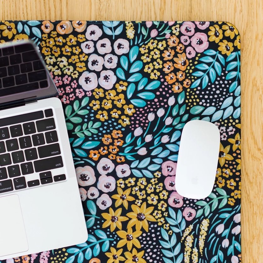 Black Floral Desk Pad - Stitch - Durango, Colorado Quilt & Sewing Shop