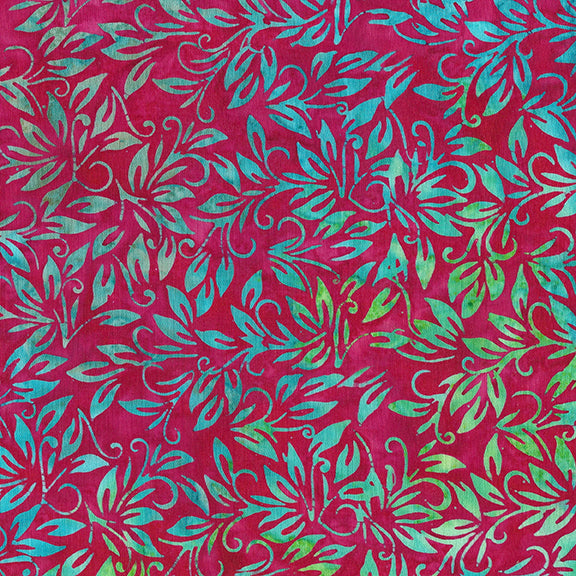 Island Batik Leaf Swirl-Red Cherry - Stitch - Durango, Colorado Quilt & Sewing Shop
