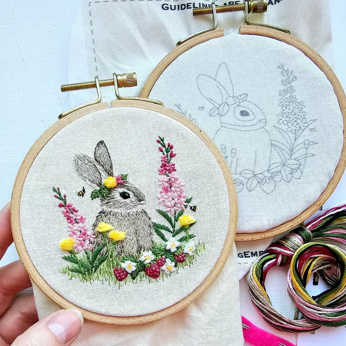 Hand Embroidery Berry Patch Bunny - Stitch - Durango, Colorado Quilt & Sewing Shop