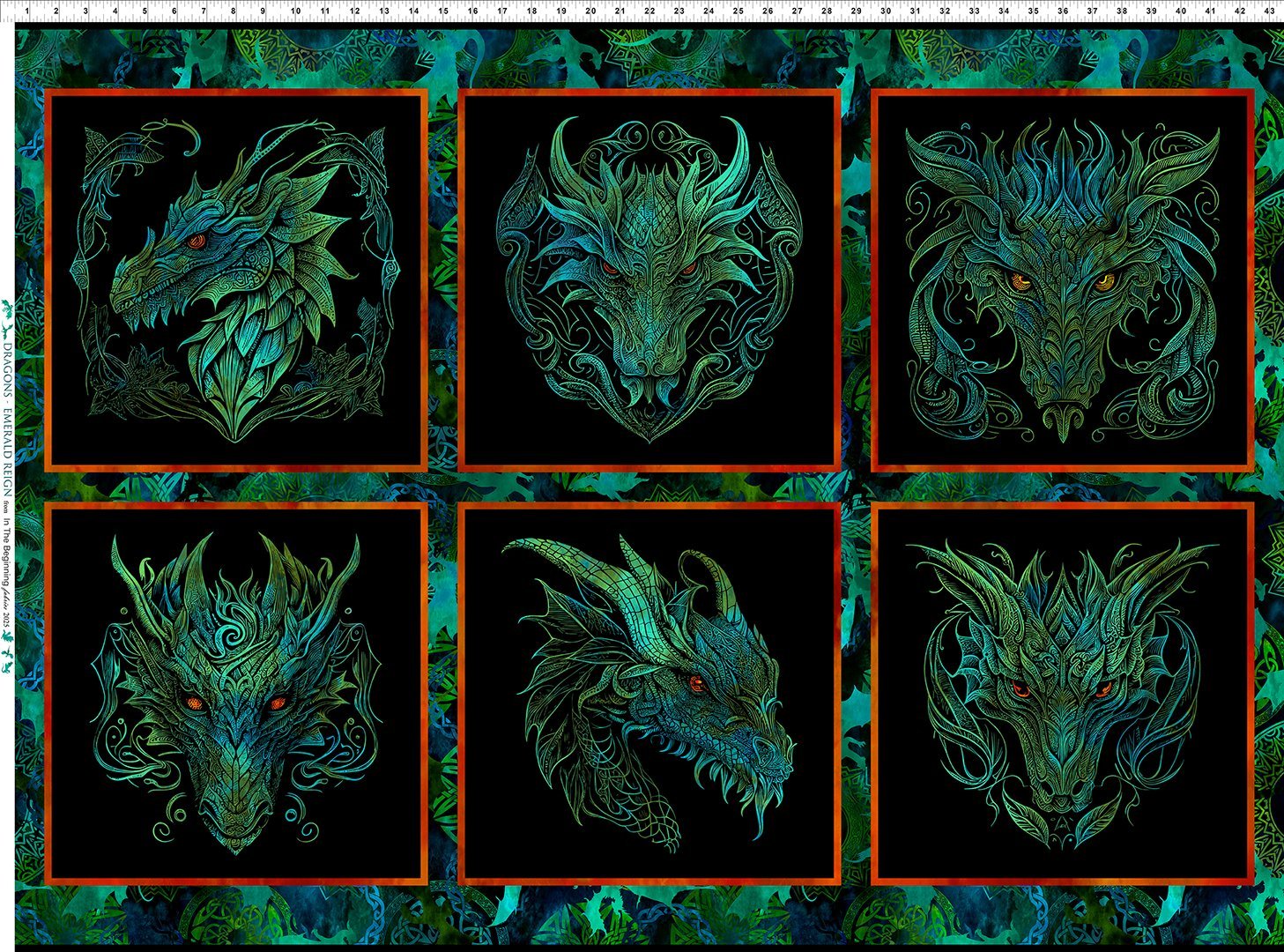 Dragons Emerald Reign SM Panel - Stitch - Durango, Colorado Quilt & Sewing Shop