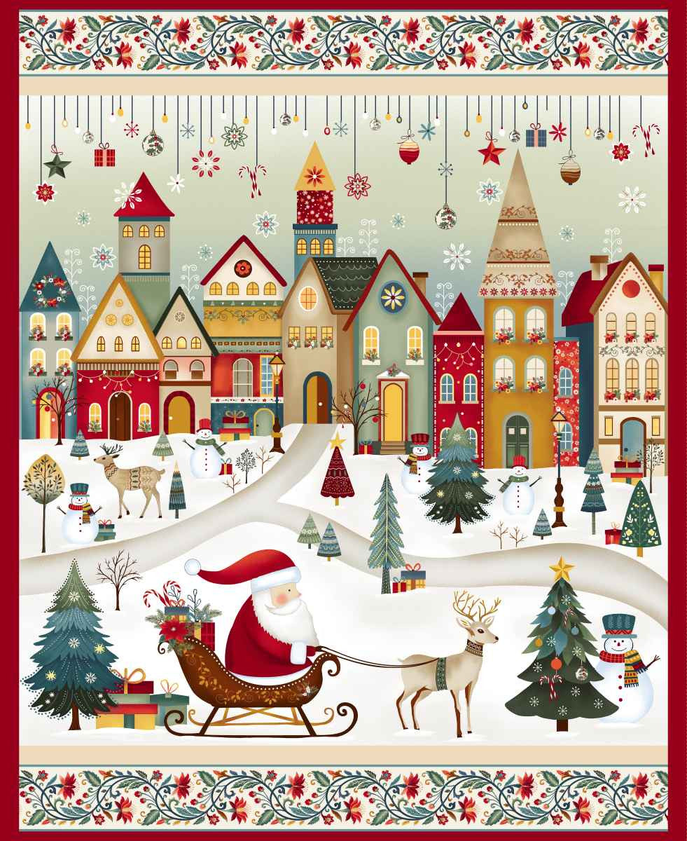 Nordic Holiday Village - 36" Panel - Stitch - Durango, Colorado Quilt & Sewing Shop