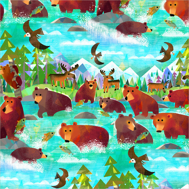 Animal Kingdom - Bathing Bears - Stitch - Durango, Colorado Quilt & Sewing Shop