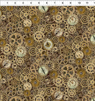 ITB Steampunk Menagerie Gold Gears & Clocks - Stitch - Durango, Colorado Quilt & Sewing Shop