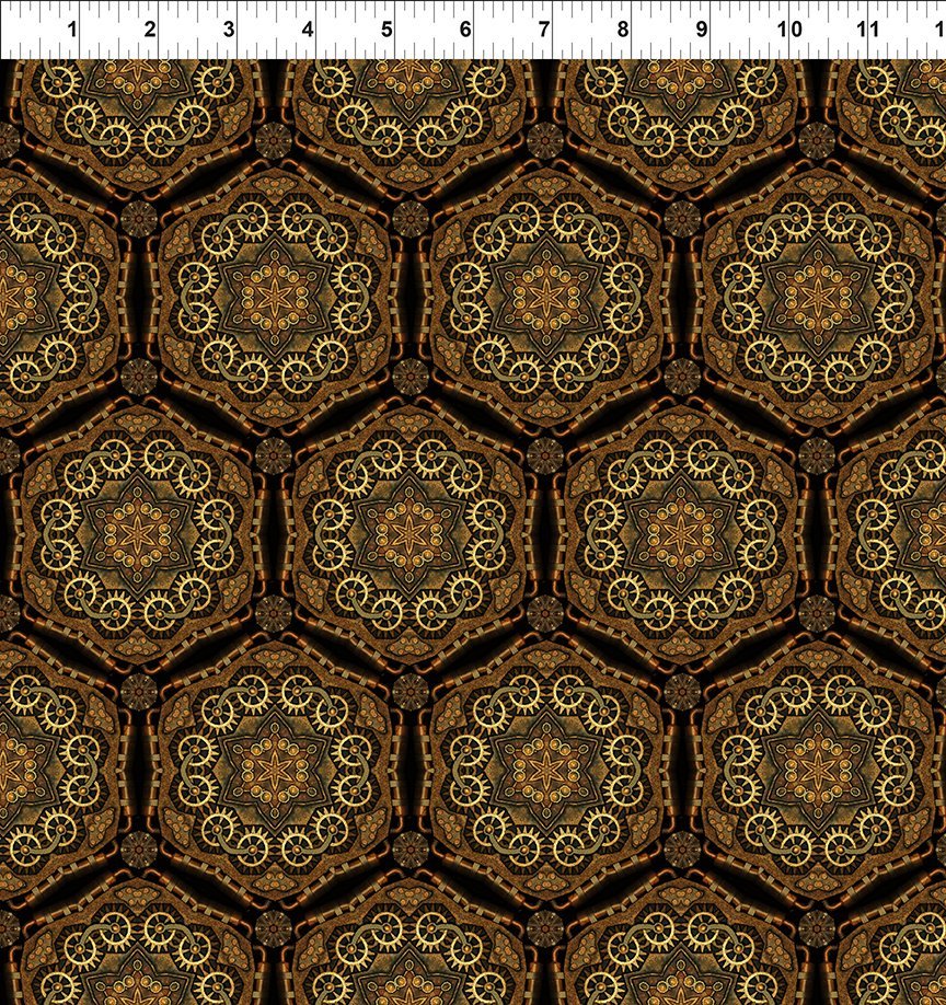 ITB Steampunk Menagerie Gold Gear Stars - Stitch - Durango, Colorado Quilt & Sewing Shop