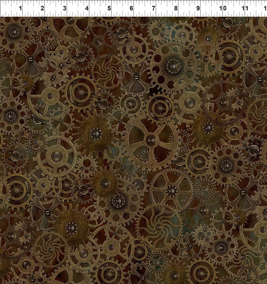 ITB Steampunk Menagerie Brown Lg Gears - Stitch - Durango, Colorado Quilt & Sewing Shop