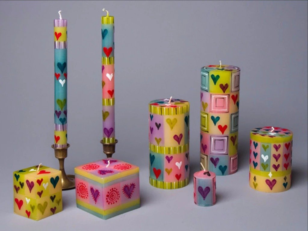 Pastel Hearts Candle - Stitch - Durango, Colorado Quilt & Sewing Shop