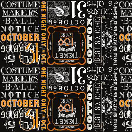 RB Costume Maker's Act II Ticket Text Black - Stitch - Durango, Colorado Quilt & Sewing Shop