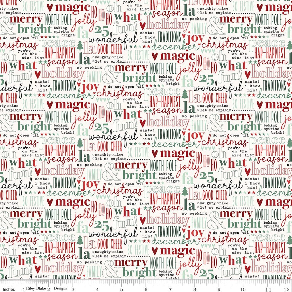 Evergreen Wishes - Text - Cream - Stitch - Durango, Colorado Quilt & Sewing Shop