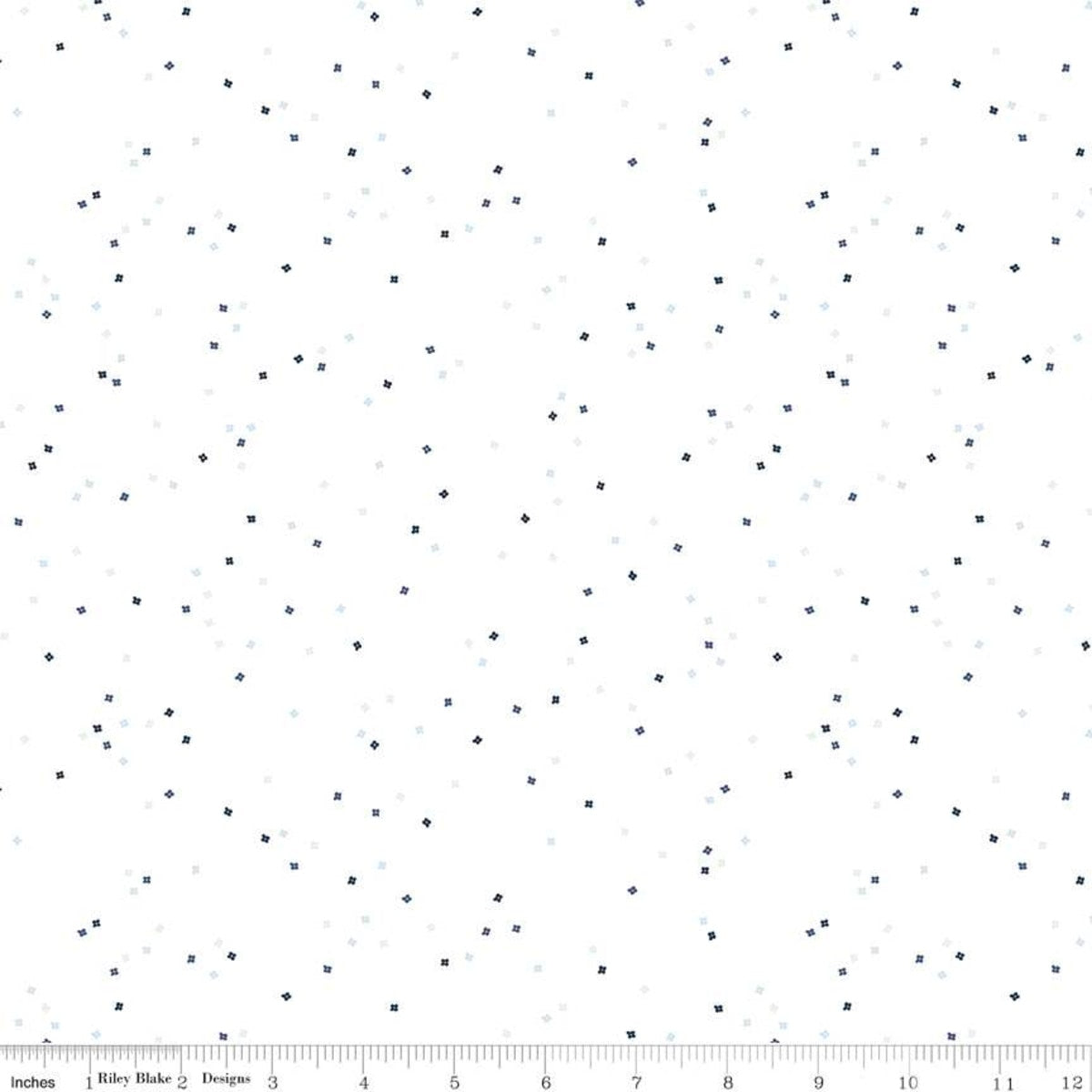 Blossoms on White in Blue Carolina - Stitch - Durango, Colorado Quilt & Sewing Shop