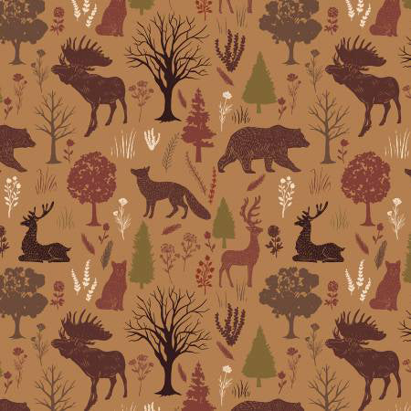 RB Flannel Into the Woods Animals Tan - Stitch - Durango, Colorado Quilt & Sewing Shop