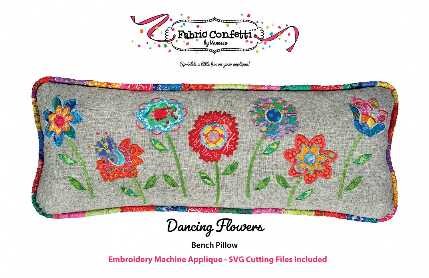 Dancing Flowers Bench Pillow