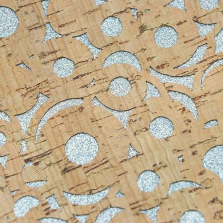Cork Pro Lite Silver Glitter Backed Cheery O's 1/2 yard - Stitch - Durango, Colorado Quilt & Sewing Shop