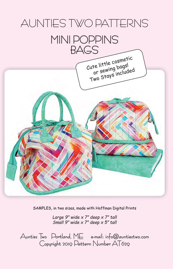 Mini Poppins Bag W/2 Stays AT 629 Aunties Two Pattern#1 - Stitch - Durango, Colorado Quilt & Sewing Shop