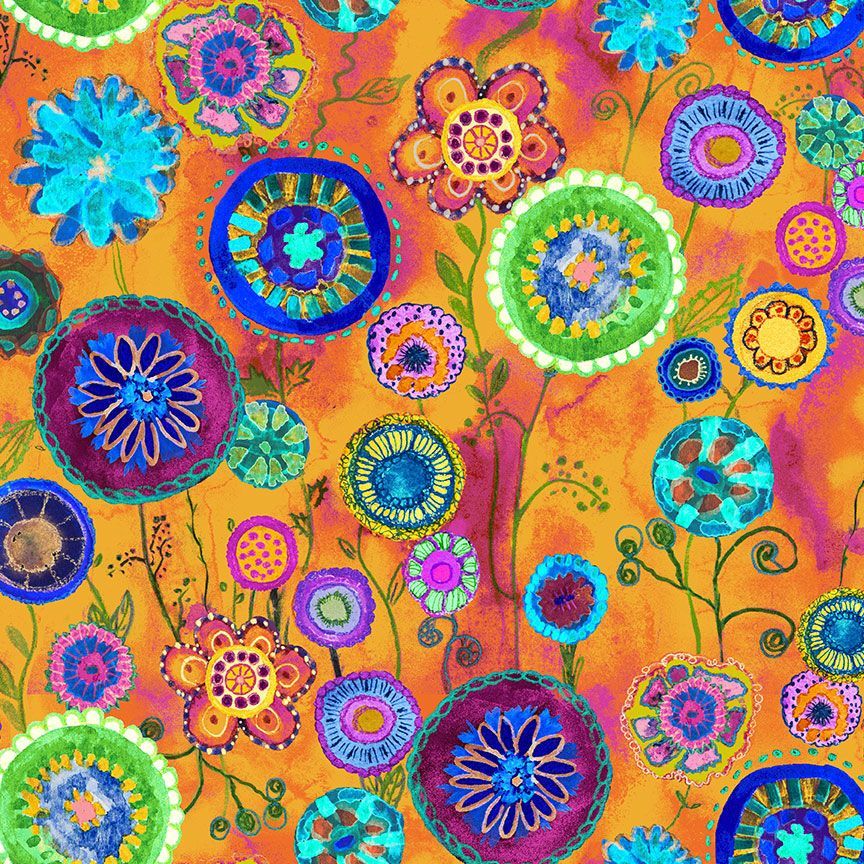On The Brightside - Poppy - Floral Medallions - Stitch - Durango, Colorado Quilt & Sewing Shop