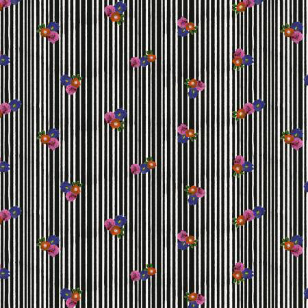 FS Pompadours in Pink Black Daisy Stripe - Stitch - Durango, Colorado Quilt & Sewing Shop