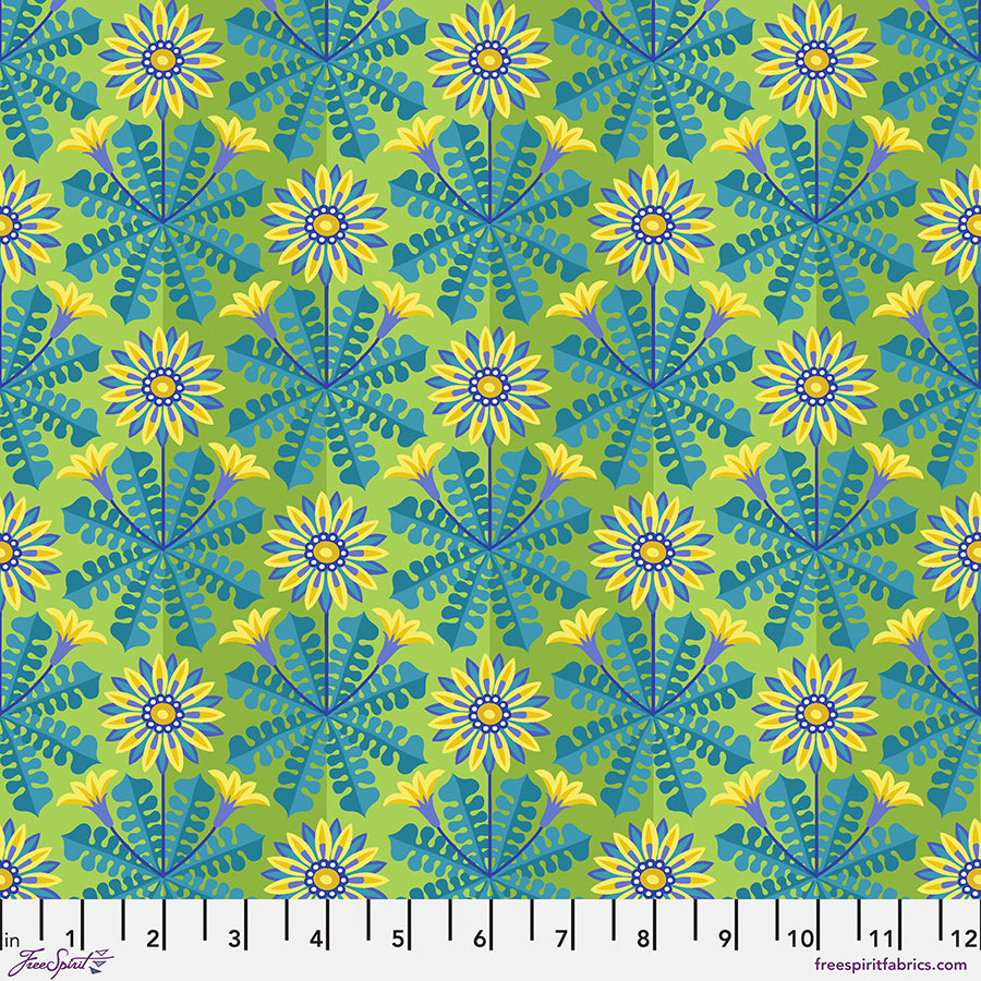 FS Flower Dance Gazania - Turquoise - Stitch - Durango, Colorado Quilt & Sewing Shop