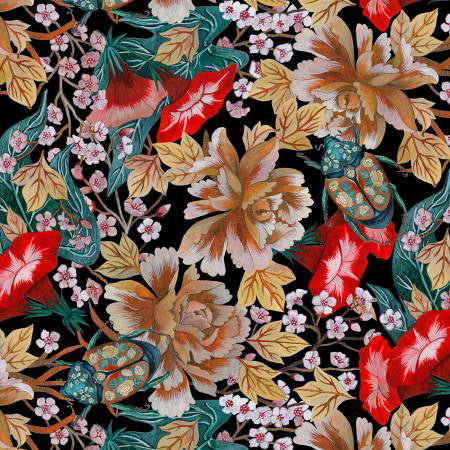 FS Nocturnal Creatures Japanese Beetle Black - Stitch - Durango, Colorado Quilt & Sewing Shop