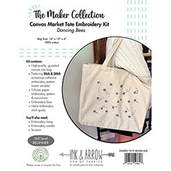Dancing Bees Embroidery Tote Kit - Stitch - Durango, Colorado Quilt & Sewing Shop
