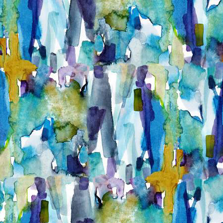 Clothworks Painter's Joy Digital Watercolor Blue - Stitch - Durango, Colorado Quilt & Sewing Shop