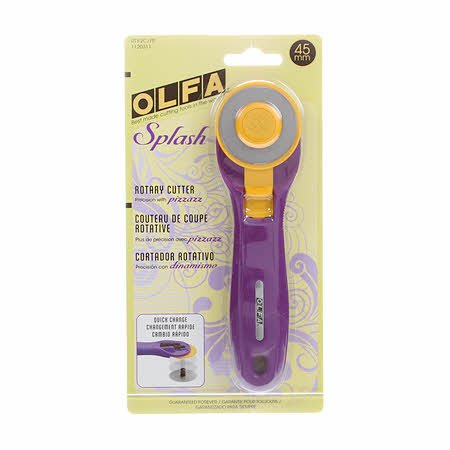 Olfa Rotary Cutter Splash Purple 45mm - Stitch - Durango, Colorado Quilt & Sewing Shop